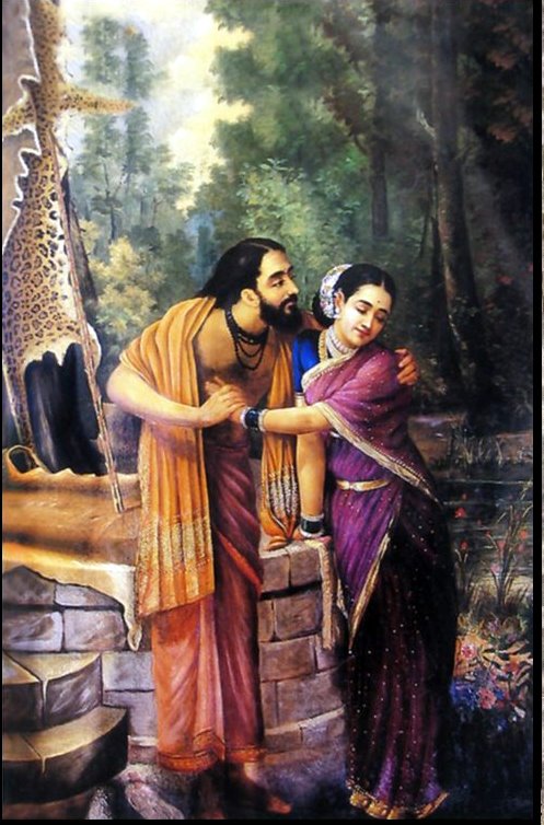 Raja ravi varma painting titled "Arjuna and Subhadara"