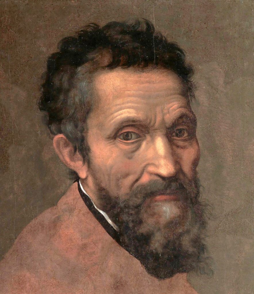 Portrait of Michelangelo by Daniele da Volterra, showcasing the Renaissance master's intense gaze and detailed features.